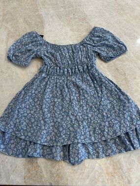 As U Wish Blue Floral Romper Off-Shoulder Junior‎